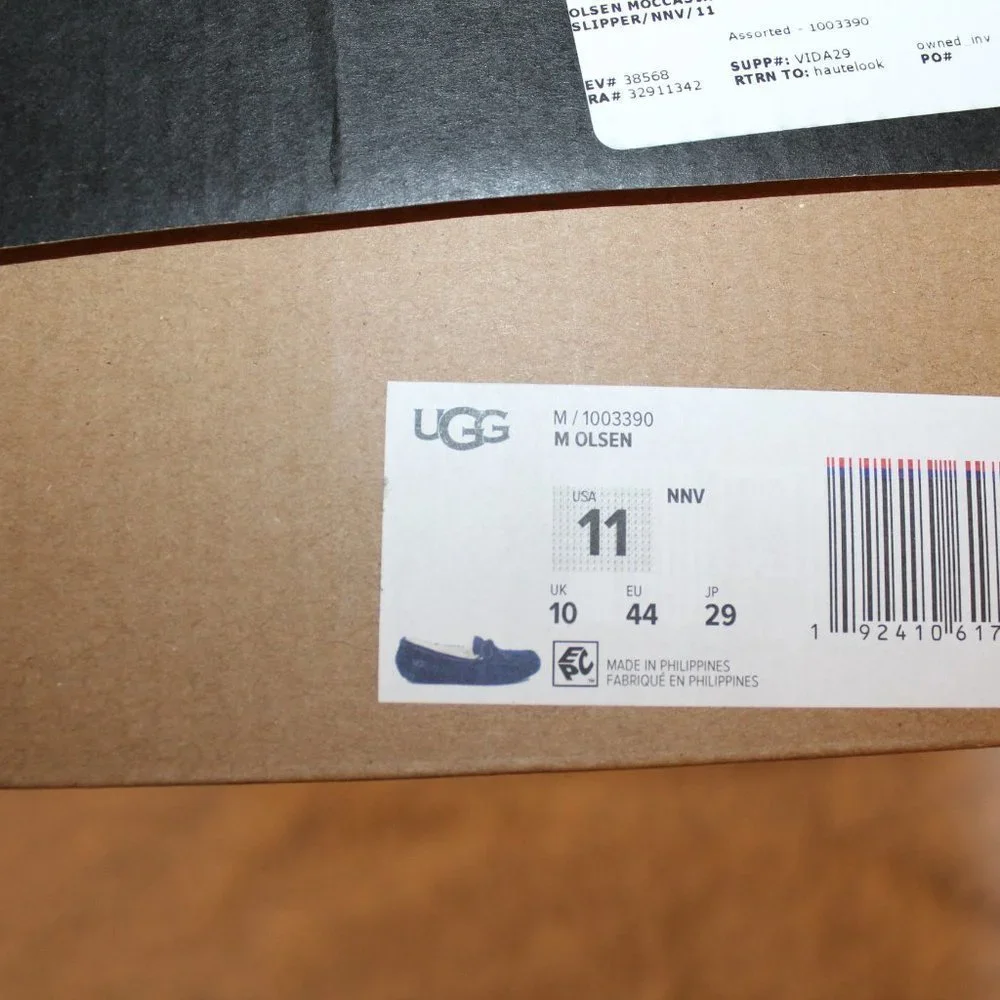 NEW UGG‎ MEN'S SUEDE OLSEN SLIPPERS NAVY BLUE
